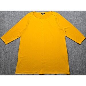 Alfani Shirt Womens XL Yellow 3/4 Sleeve Crew Neck Stretch Pullover Top